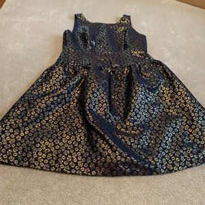 NWT J. Crew Navy and Gold Aline Floral Party Dress Size 12
